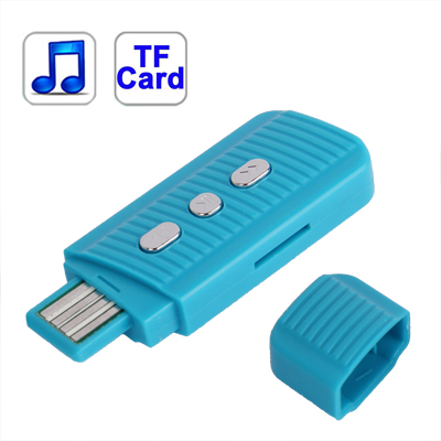 Direct Plug USB Flash Disk Style TF (Micro SD) Card Slot MP3 Player (Baby Blue)